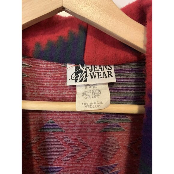 VTG Jeans Wear Nativ Aztec Women's Blazer Jacket Sz‎ M Red Multicolored - Picture 2 of 8